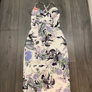 ERDEM Floral Bird Print Midi Dress Size 4